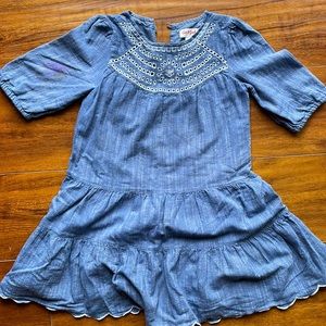 Girls Cat and Jack Chambray Embroidered Dress. Size 5T